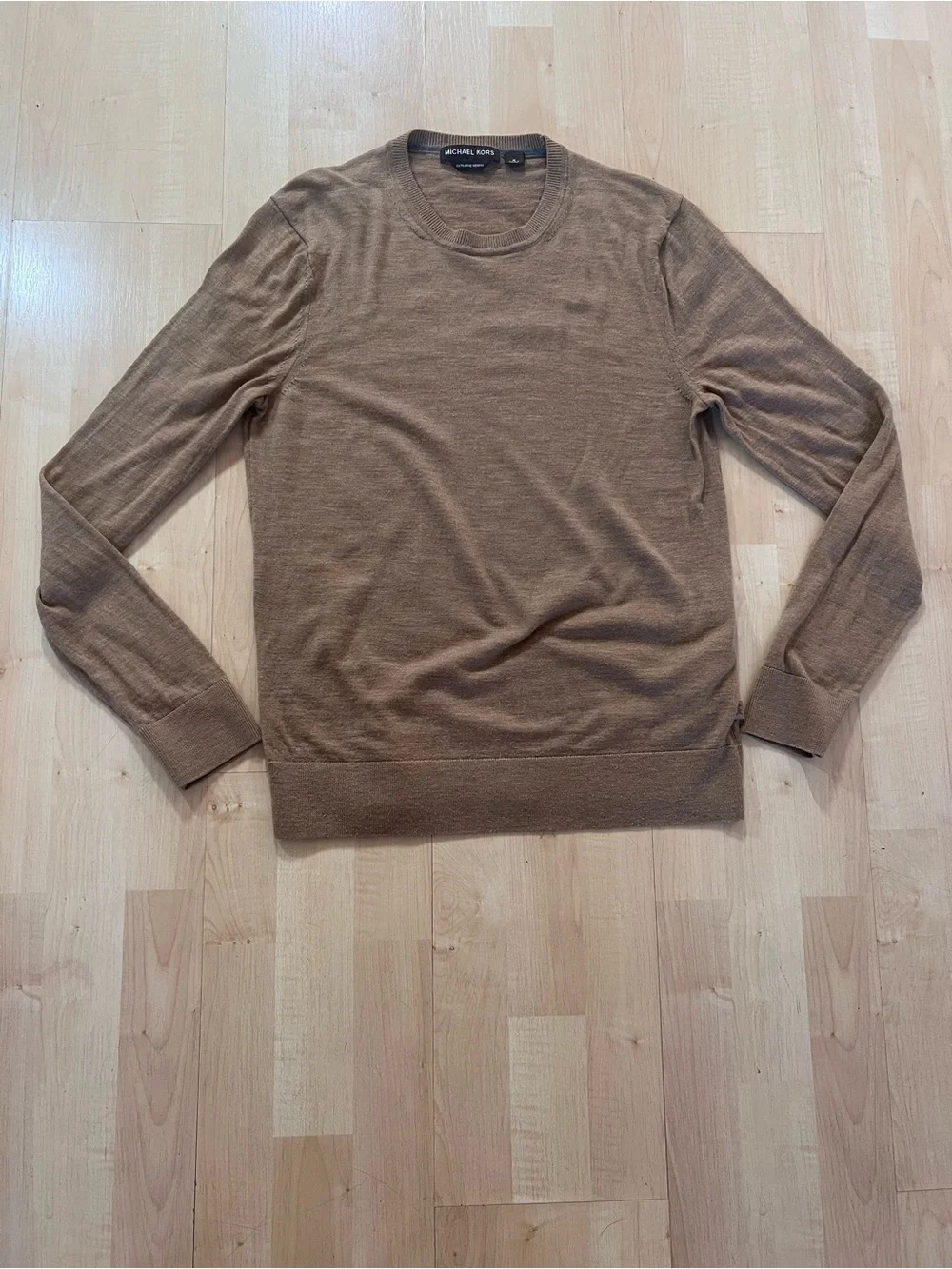 Michael Kors Men's Extrafine Merino Wool Crewneck Sweater Brown Size M Basic